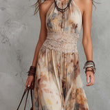Bianca - Stylish Lace Trim Maxi Dress