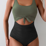 Maclair & Co. - Women's One Piece Swimsuit Tummy Control Slimming Bathing Suit Cutout Tie Knot Swimwear