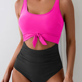 Maclair & Co. - Women's One Piece Swimsuit Tummy Control Slimming Bathing Suit Cutout Tie Knot Swimwear