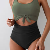 Maclair & Co. - Women's One Piece Swimsuit Tummy Control Slimming Bathing Suit Cutout Tie Knot Swimwear