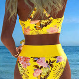 Lorraine - Bikini with Contrasting Floral Print and Slit