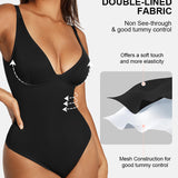 Deep V Neck Tummy Control Thong Bodysuit