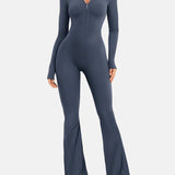 Women Zip Up Long Sleeve Workout Jumpsuit