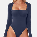 Square Neck Sculpting Bodysuit Second Skin Fit Seamless Thong