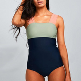 Maclair & Co. - Square Neck Pink Strap Color block One Piece Paradise