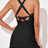 Maclair & Co. - Deep V Cross-Back Ruched One-Piece Swimsuit