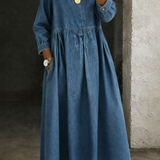 Clara - Peter Pan Collar Denim Dress