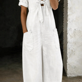 Olga - Short Sleeve Jumpsuit with V-Neck