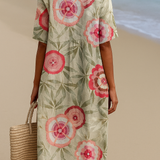 Daisy - Floral Dress with Leaves and Mandala