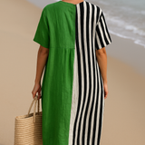 Naomi - Vibrant Green Dress with Black Stripes