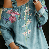 Carla - Denim Top with Exposed Shoulders