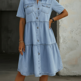 Sophia - Casual Elegant Denim Dress