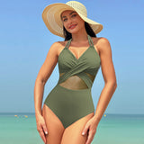 Maclair & Co. - Women's One Piece Swimsuits Mesh Tummy Control High Waisted Bathing Suit Wrap Tie Back Cutout Swimsuit
