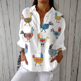Ella - Light Shirt with Chicken Print