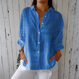 Emily - Modern Blue Striped Shirt