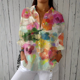 Olivia - Elegant Floral Watercolor Shirt