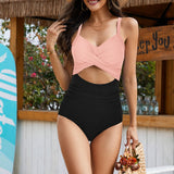 Maclair & Co. - Women's One Piece Swimsuits Tummy Control Cutout High Waisted Bathing Suit Wrap Tie Back