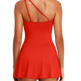 Maclair & Co. - Women One Piece Swim Dress One Shoulder Swimsuit with Skirt