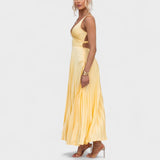 Abigail - Yellow Pleated Maxi Dress
