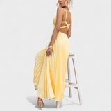 Abigail - Yellow Pleated Maxi Dress