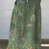 Woodland And Animals Pattern Printed Women's Linen Pocket Skirt