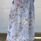 Elegant Vintage Blue Print Women's Linen Pocket Skirt