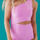 Maclair & Co. - Green Terry Floral Cut Out One Piece In Fondant