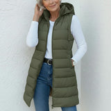 RAIN - Casual Sleeveless Hood Long Puffer Vest