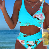 Lorraine - Bikini with Contrasting Floral Print and Slit