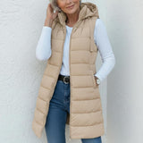RAIN - Casual Sleeveless Hood Long Puffer Vest