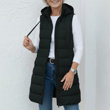 RAIN - Casual Sleeveless Hood Long Puffer Vest