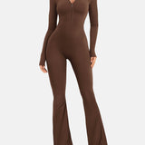 Women Zip Up Long Sleeve Workout Jumpsuit