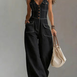 Sophie - Casual Denim Wide Jumpsuit