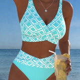 Sydney - Two-Piece Bikini with Cut-Out Bra and Diamond Pattern