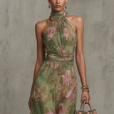 Piper - Long Floral Halter Dress