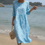 Joanne - Maxi Dress with Round Neck and Print