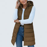 RAIN - Casual Sleeveless Hood Long Puffer Vest