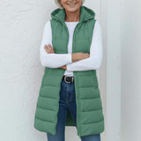 RAIN - Casual Sleeveless Hood Long Puffer Vest