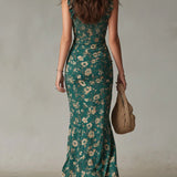 Zara - Retro Boho Maxi Dress with Flowing Sleeves and Side Slit