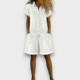 Kate - Vintage Short Jumpsuit in Cotton with Denim Look