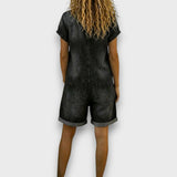Kate - Vintage Short Jumpsuit in Cotton with Denim Look
