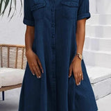 Patricia - Casual Denim Style Midi Dress