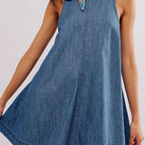 Nancy - Sleeveless Backless Denim Mini Dress